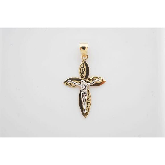 10k Yellow Gold Vintage Estate Sale Unisex Charm Cross Pendant 1.70g